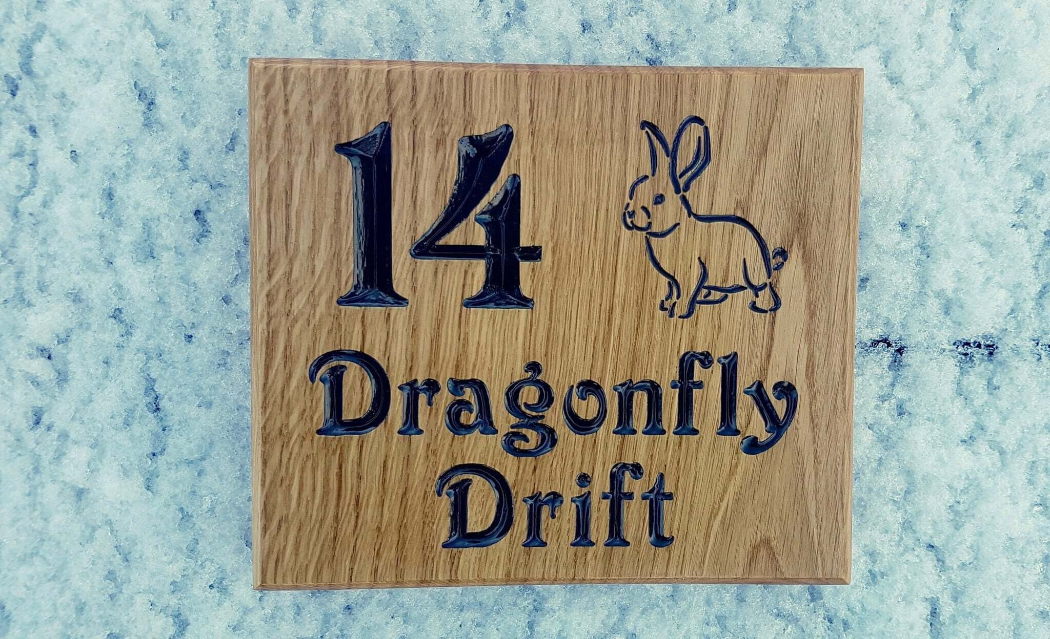 Number Sign - Large Square - 220 x 190mm - Bramble Signs Engraved Wall Mounted & Freestanding Oak House Signs, Plaques, Nameplates and Wooden Gifts