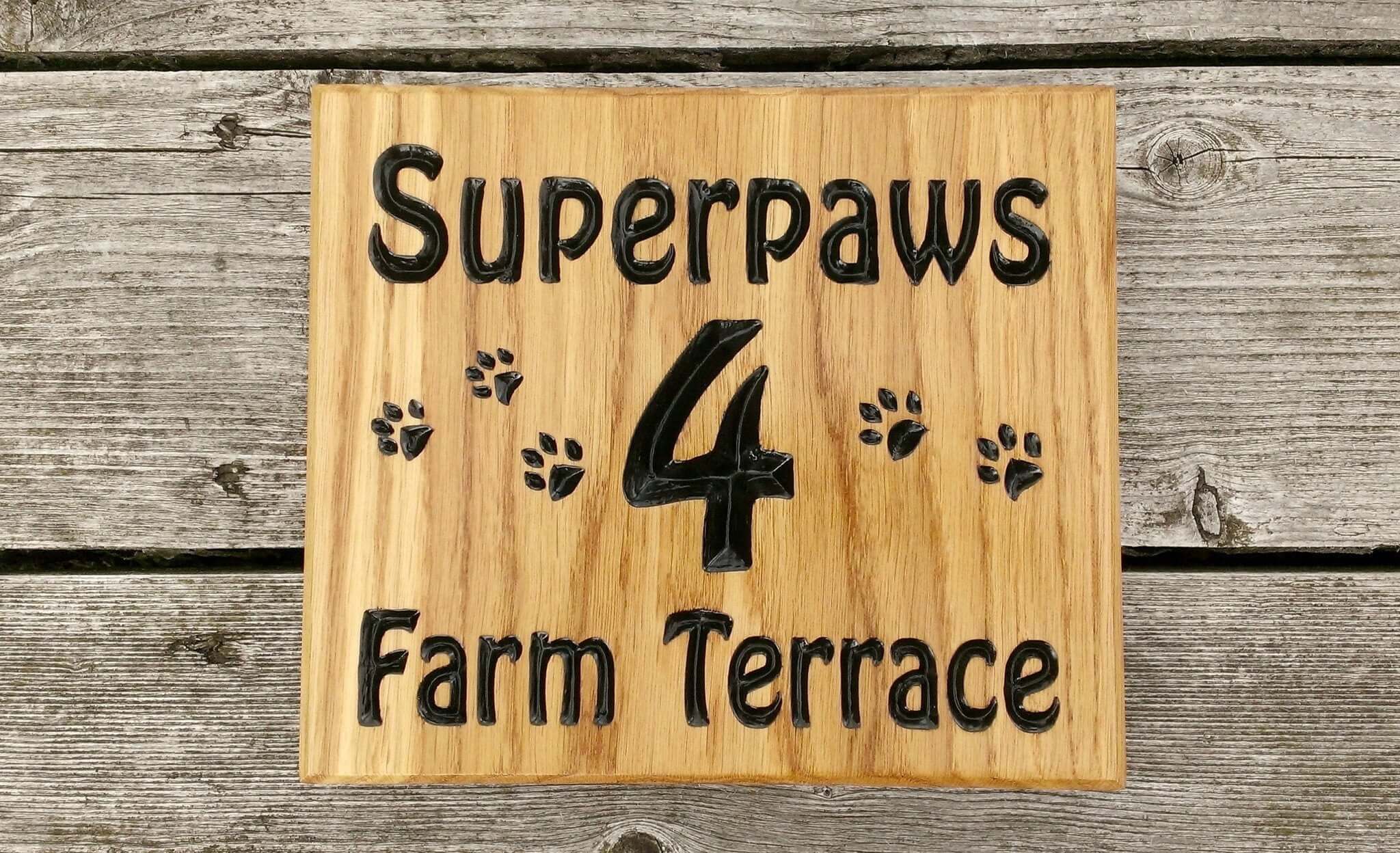 Number Sign - Large Square - 220 x 190mm - Bramble Signs Engraved Wall Mounted & Freestanding Oak House Signs, Plaques, Nameplates and Wooden Gifts