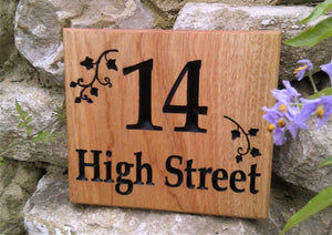Number Sign - Large Square - 220 x 190mm - Bramble Signs Engraved Wall Mounted & Freestanding Oak House Signs, Plaques, Nameplates and Wooden Gifts