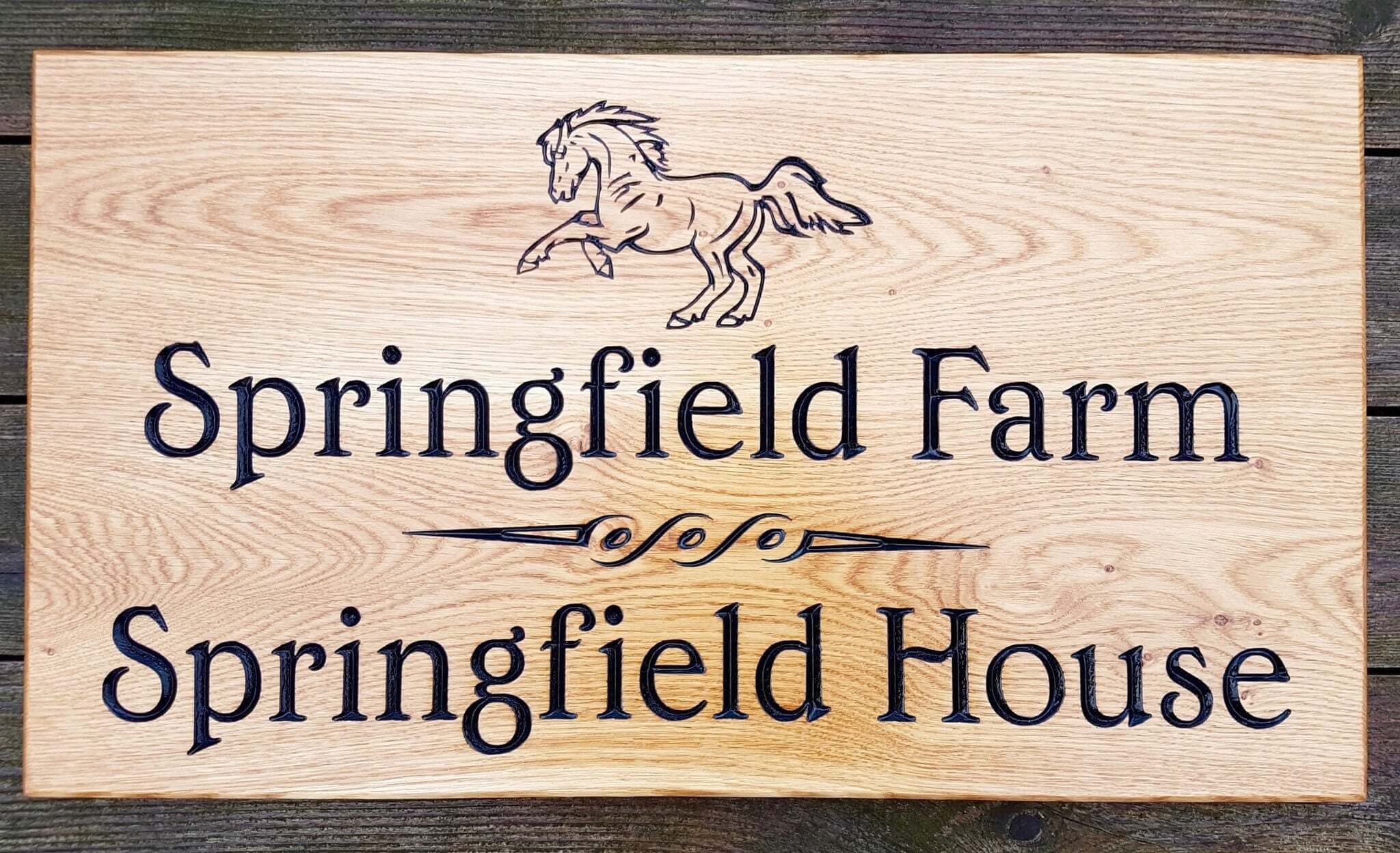 House Sign - Triple Extra Large - 720 x 400mm - Bramble Signs Engraved Wall Mounted & Freestanding Oak House Signs, Plaques, Nameplates and Wooden Gifts FONT: COCHIN