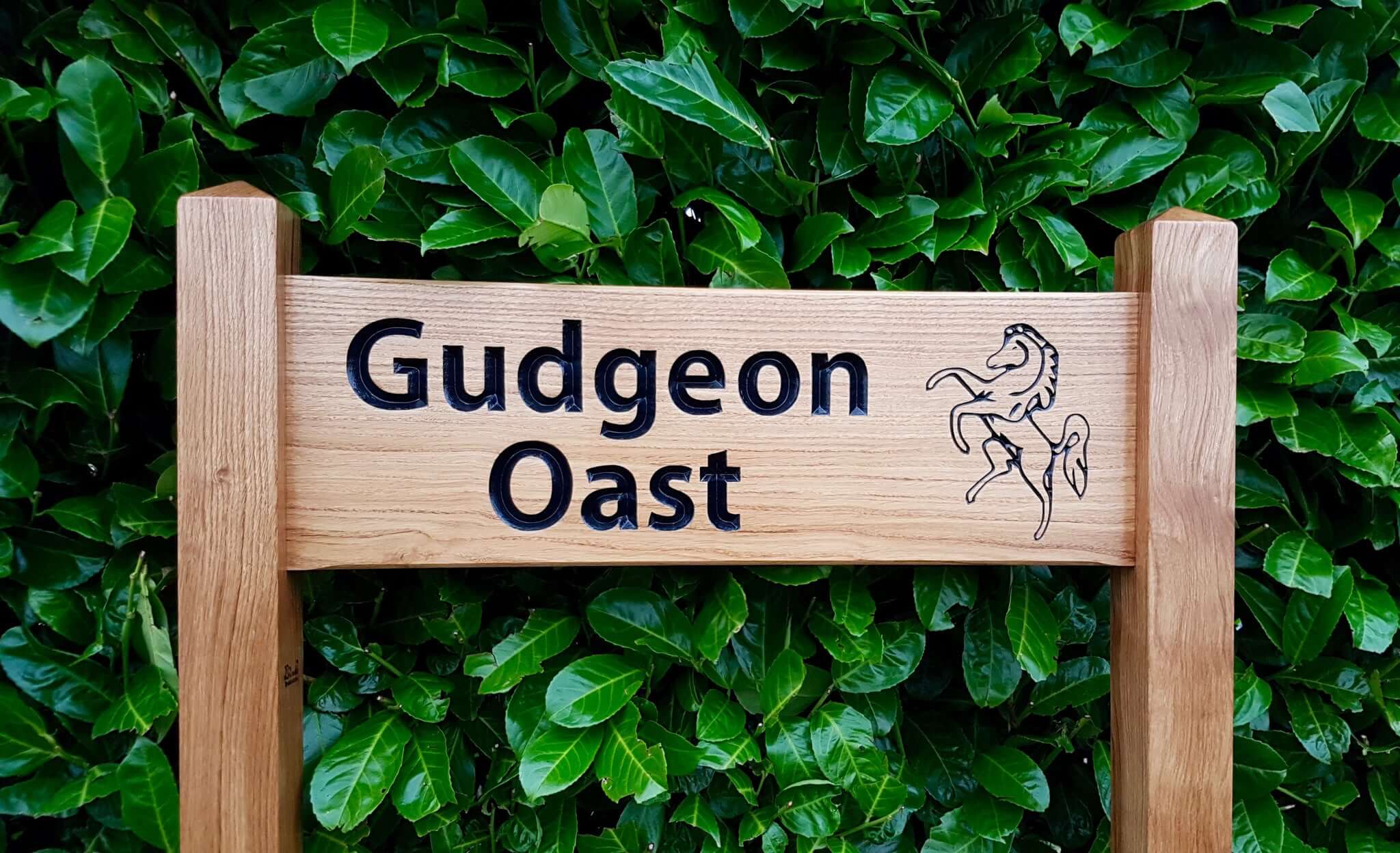 Ladder Sign - Large - 720 x 220mm - Posts 70 x 70 x 1520mm - Bramble Signs Engraved Wall Mounted & Freestanding Oak House Signs, Plaques, Nameplates and Wooden Gifts