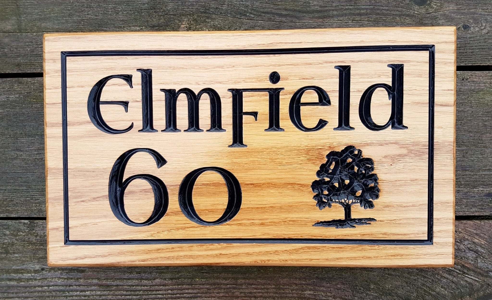 House Sign - Large - 380 x 220mm - Bramble Signs Engraved Wall Mounted & Freestanding Oak House Signs, Plaques, Nameplates and Wooden Gifts FONT: LIBERTY