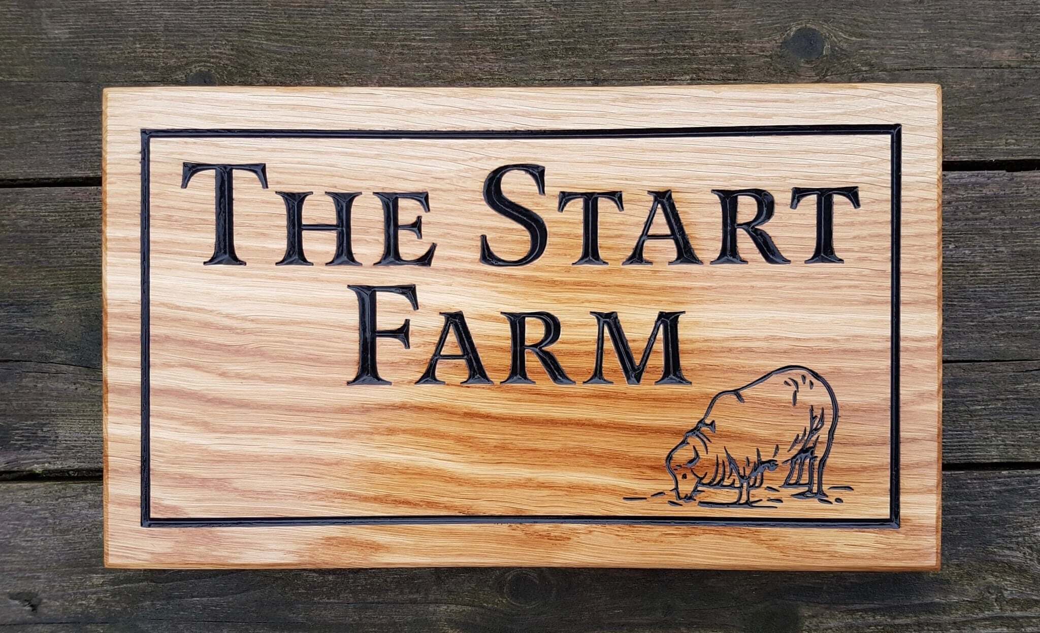 House Sign - Large - 380 x 220mm - Bramble Signs Engraved Wall Mounted & Freestanding Oak House Signs, Plaques, Nameplates and Wooden Gifts FONT: LATIENNE