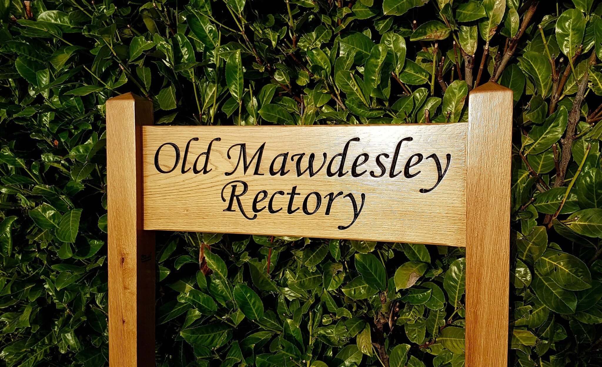 Ladder Sign - Large - 720 x 220mm - Posts 70 x 70 x 1520mm - Bramble Signs Engraved Wall Mounted & Freestanding Oak House Signs, Plaques, Nameplates and Wooden Gifts