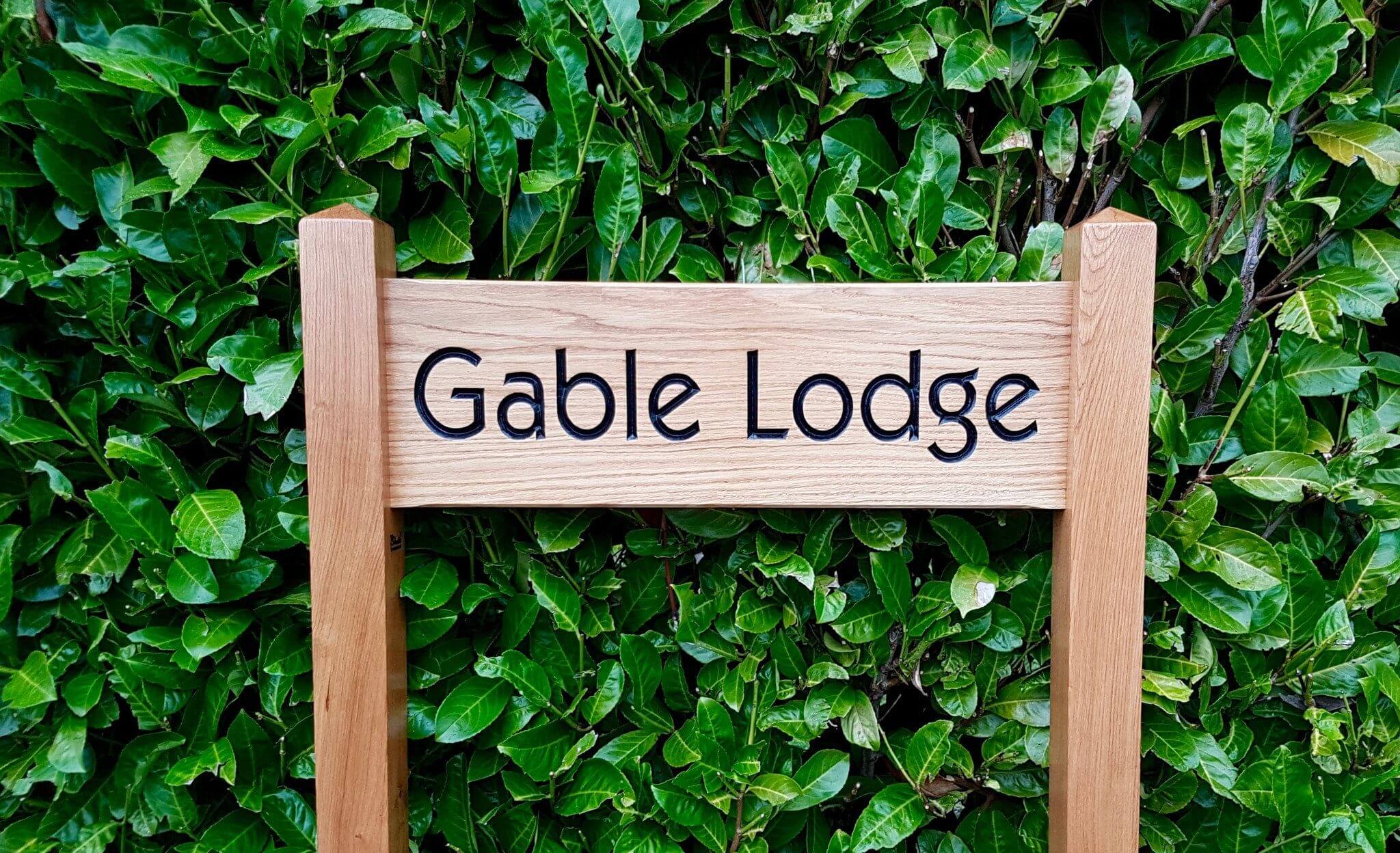 Ladder Sign - Large - 720 x 220mm - Posts 70 x 70 x 1520mm - Bramble Signs Engraved Wall Mounted & Freestanding Oak House Signs, Plaques, Nameplates and Wooden Gifts