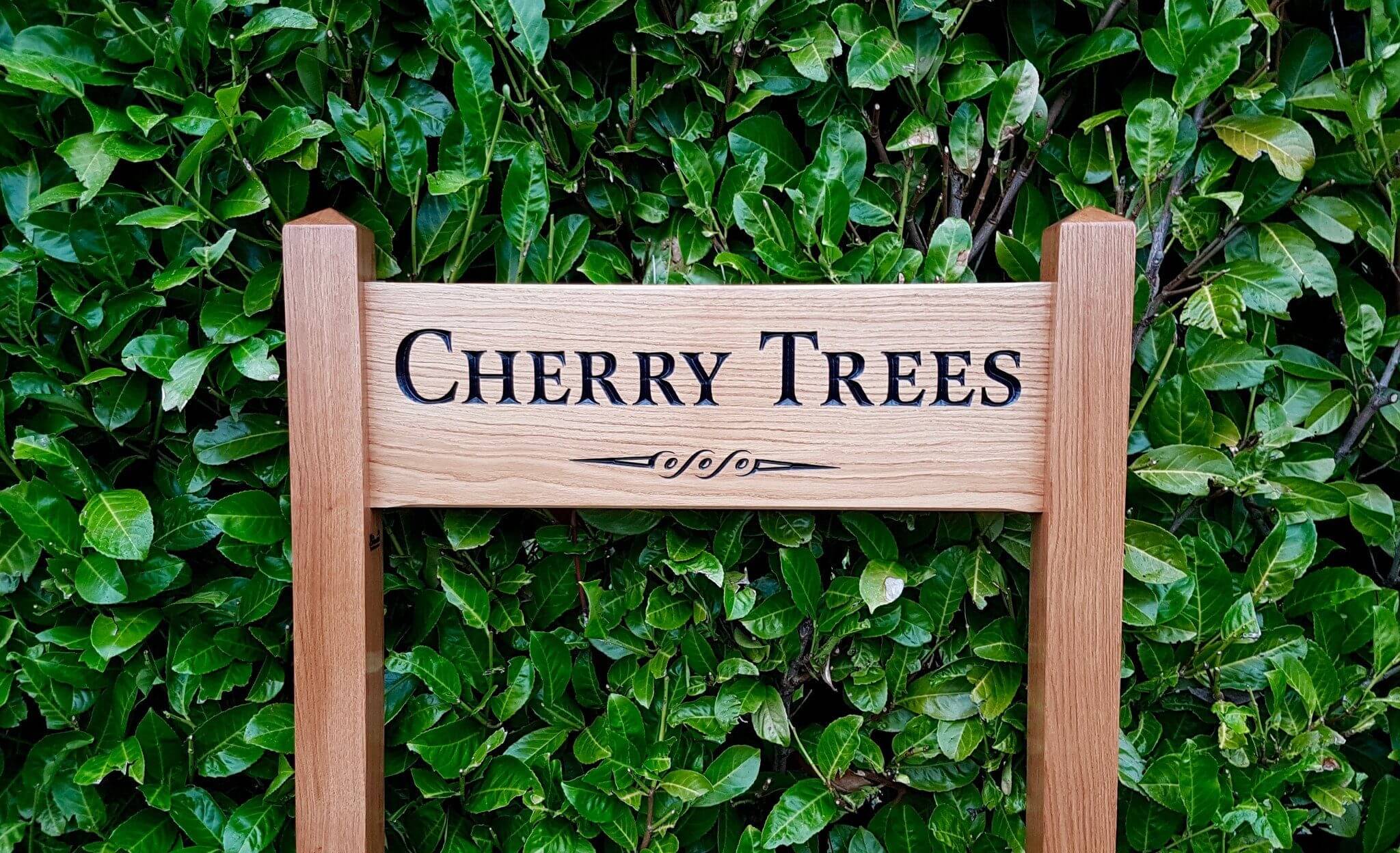 Ladder Sign - Large - 720 x 220mm - Posts 70 x 70 x 1520mm - Bramble Signs Engraved Wall Mounted & Freestanding Oak House Signs, Plaques, Nameplates and Wooden Gifts