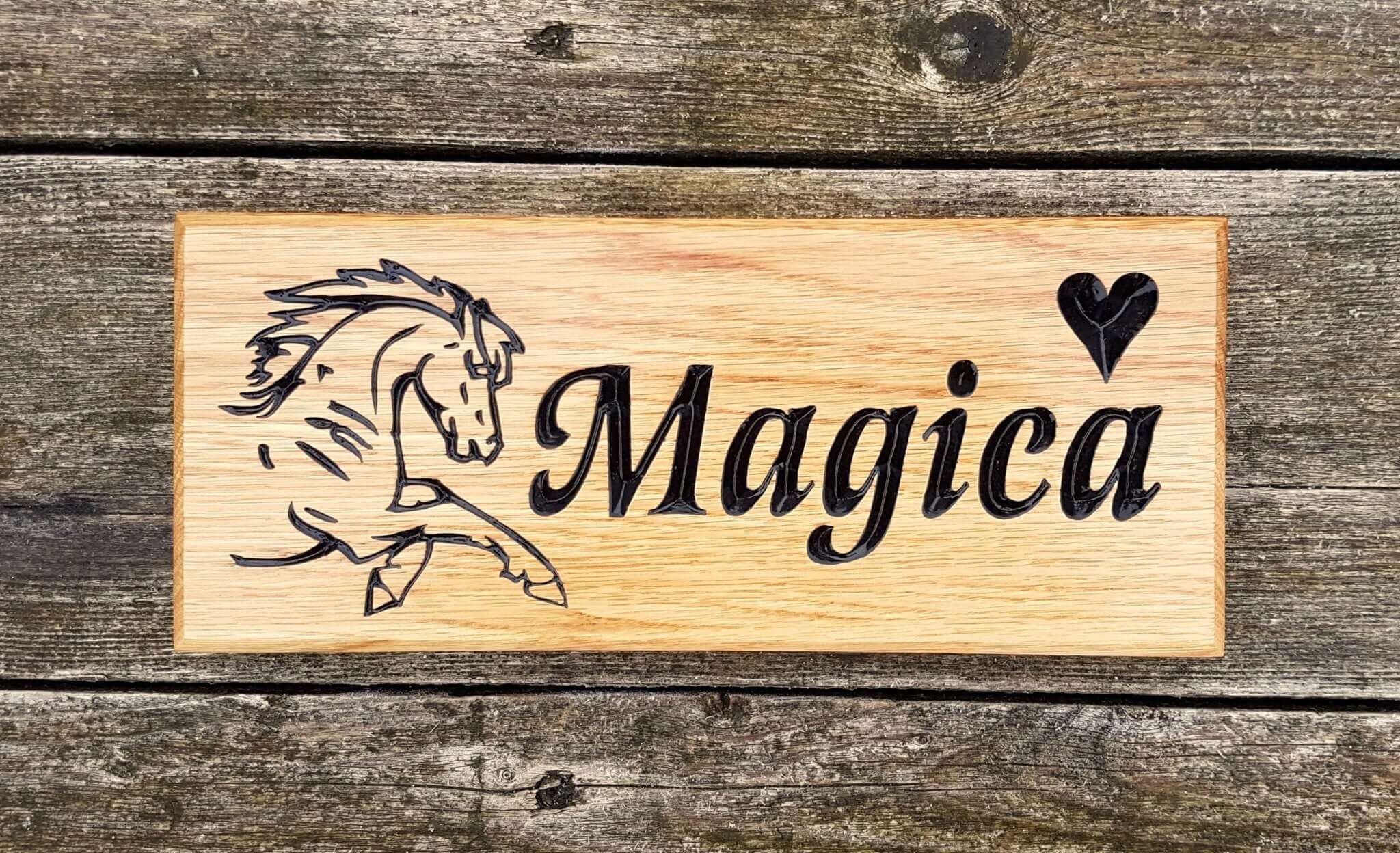 Stable Sign - Small - 265 x 110mm - Bramble Signs Engraved Wall Mounted & Freestanding Oak House Signs, Plaques, Nameplates and Wooden Gifts