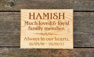 Memorial & Commemorative Plaques - Small - 200 x 150mm - Bramble Signs Engraved Wall Mounted & Freestanding Oak House Signs, Plaques, Nameplates and Wooden Gifts