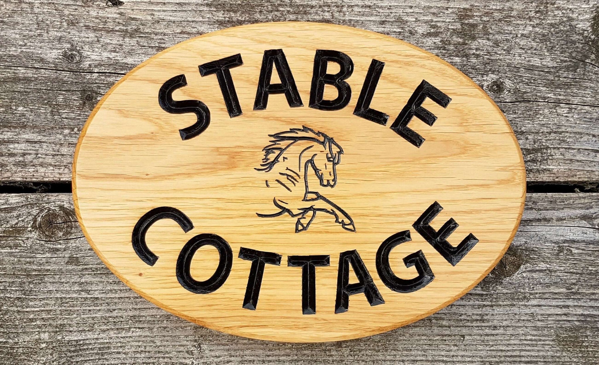 Shaped Sign - Oval - 280 x 200mm - Bramble Signs Engraved Wall Mounted & Freestanding Oak House Signs, Plaques, Nameplates and Wooden Gifts