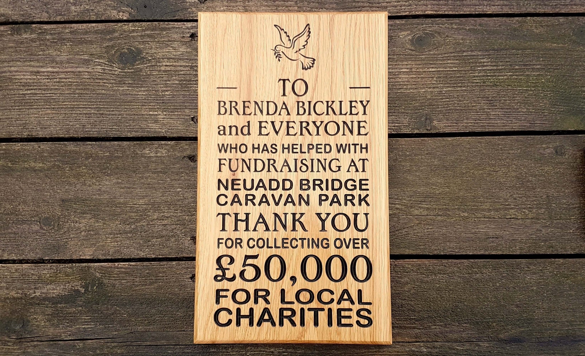 380x220 Solid Oak House Sign memorial