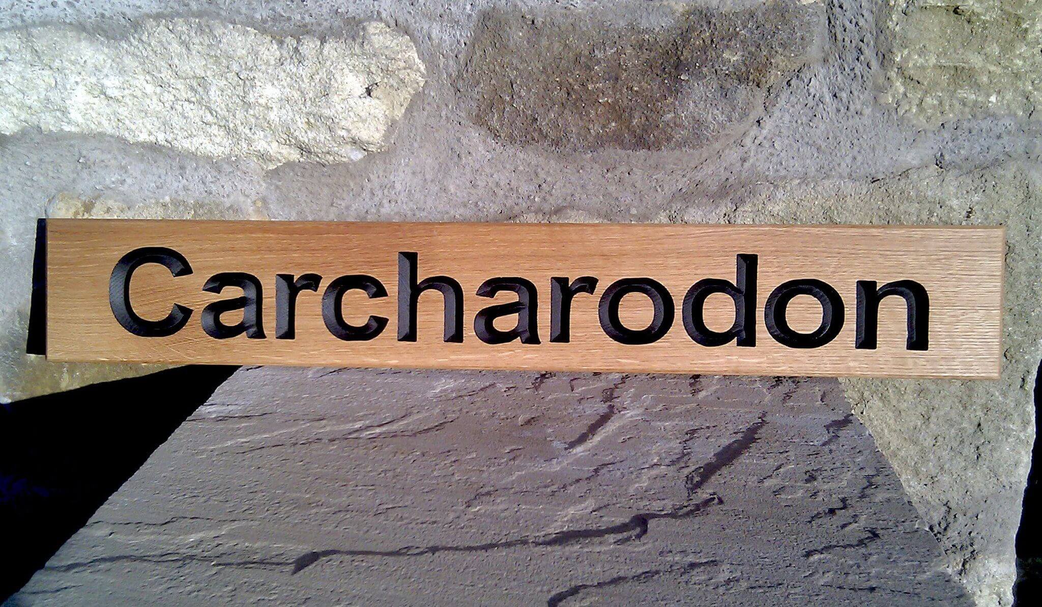 House Sign - Extra Long Thin - 650 x 110mm - Bramble Signs Engraved Wall Mounted & Freestanding Oak House Signs, Plaques, Nameplates and Wooden Gifts FONT: ARIAL