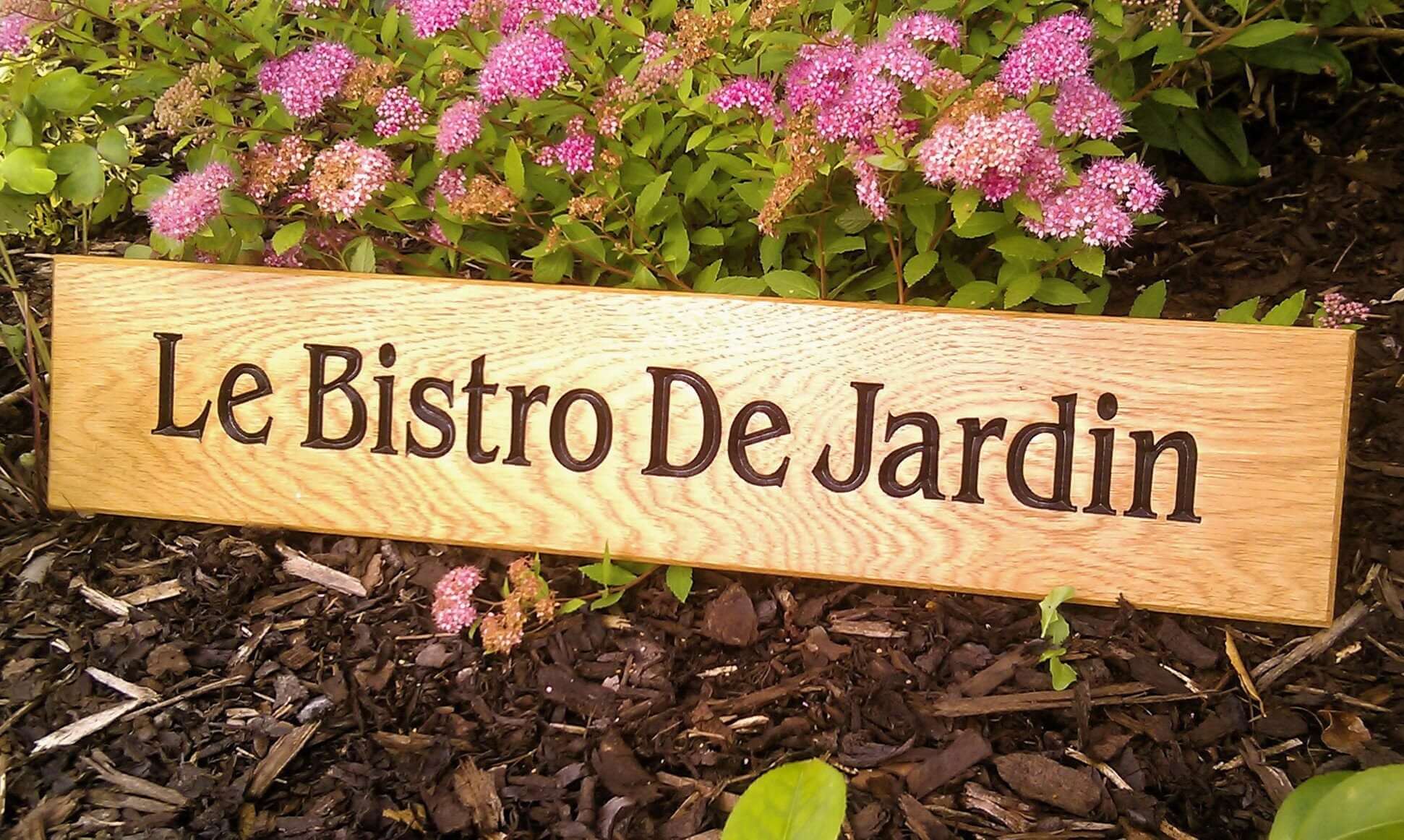 House Sign - Extra Long Thin - 650 x 110mm - Bramble Signs Engraved Wall Mounted & Freestanding Oak House Signs, Plaques, Nameplates and Wooden Gifts FONT: LATIENNE