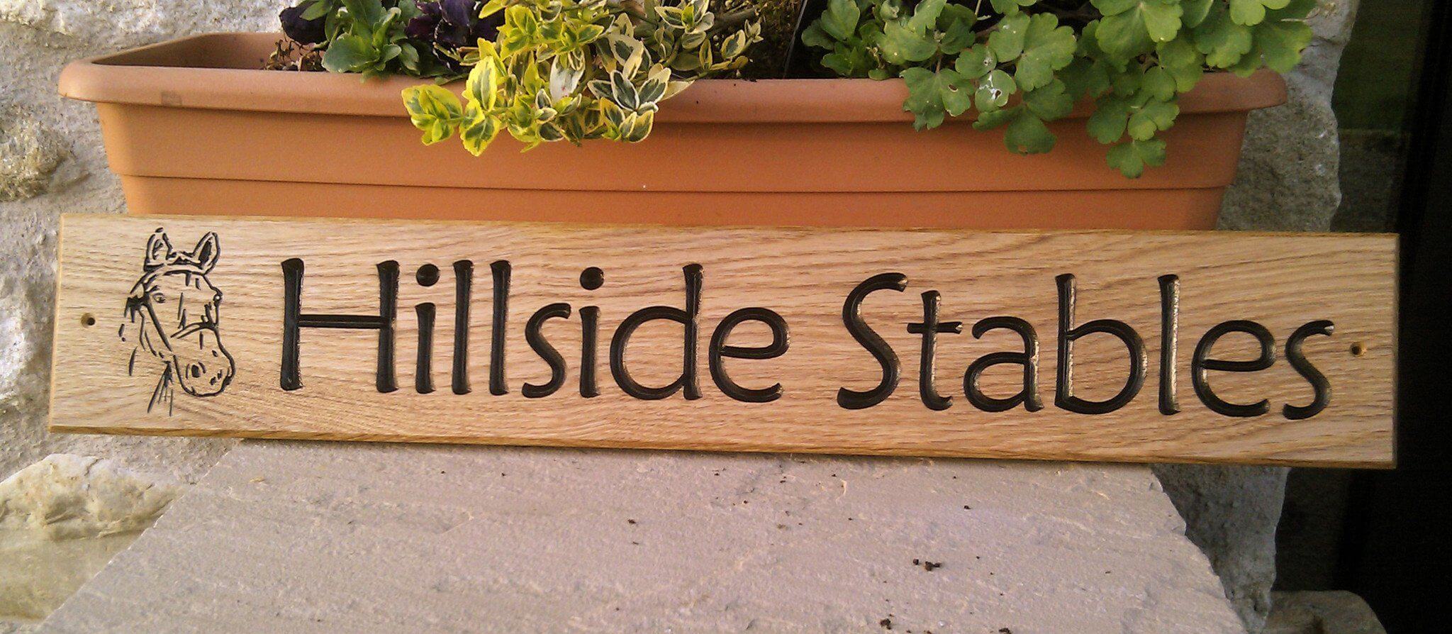 House Sign - Extra Long Thin - 650 x 110mm - Bramble Signs Engraved Wall Mounted & Freestanding Oak House Signs, Plaques, Nameplates and Wooden Gifts