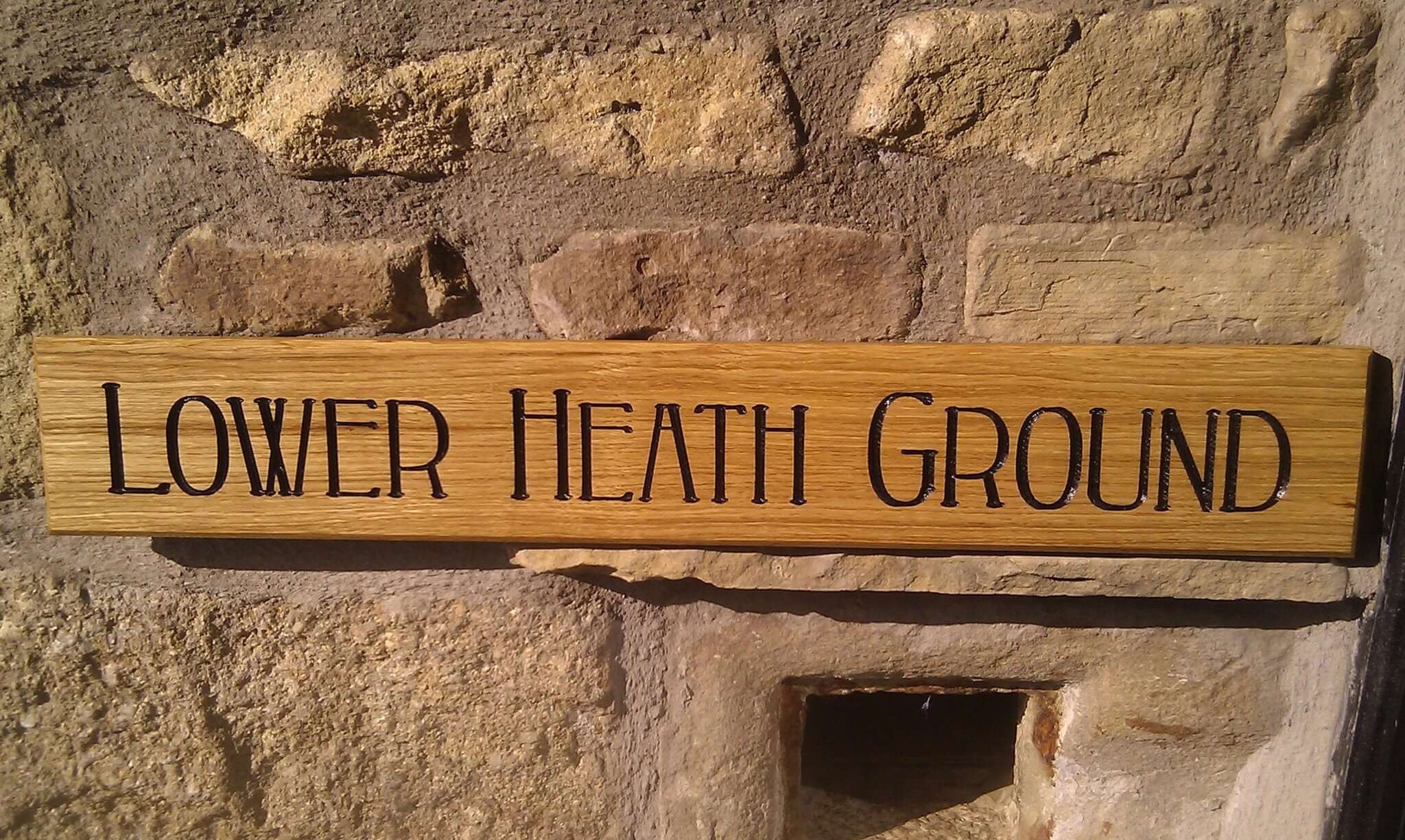 House Sign - Extra Long Thin - 650 x 110mm - Bramble Signs Engraved Wall Mounted & Freestanding Oak House Signs, Plaques, Nameplates and Wooden Gifts