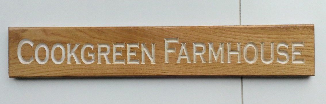 House Sign - Extra Long Thin - 650 x 110mm - Bramble Signs Engraved Wall Mounted & Freestanding Oak House Signs, Plaques, Nameplates and Wooden Gifts FONT: COPPERPLATE