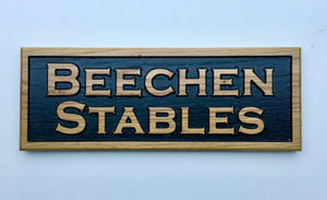 Beechen Stables reverse sign FONT: COPPERPLATE
