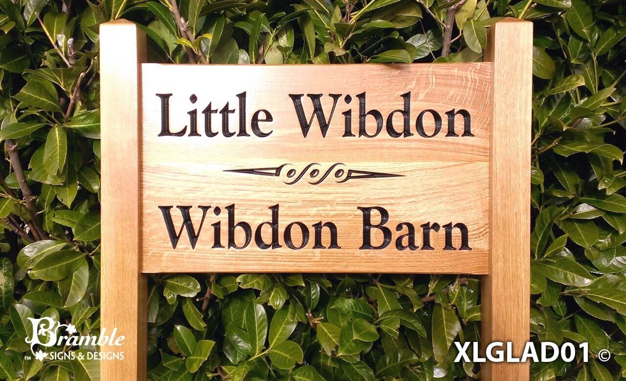 Ladder Sign - Extra Large - 720 x 400mm - Posts 70 x 70 x 1520mm - Bramble Signs Engraved Wall Mounted & Freestanding Oak House Signs, Plaques, Nameplates and Wooden Gifts