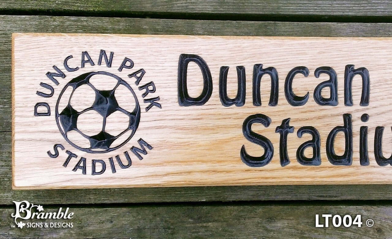 House Sign - Long Thin - 380 x 110mm - Bramble Signs Engraved Wall Mounted & Freestanding Oak House Signs, Plaques, Nameplates and Wooden Gifts FONT: HOBO