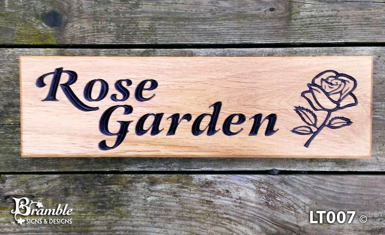 House Sign - Long Thin - 380 x 110mm - Bramble Signs Engraved Wall Mounted & Freestanding Oak House Signs, Plaques, Nameplates and Wooden Gifts FONT: LATIENNE ITALIC