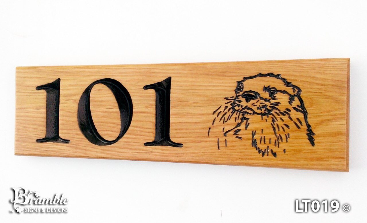 House Sign - Long Thin - 380 x 110mm - Bramble Signs Engraved Wall Mounted & Freestanding Oak House Signs, Plaques, Nameplates and Wooden Gifts