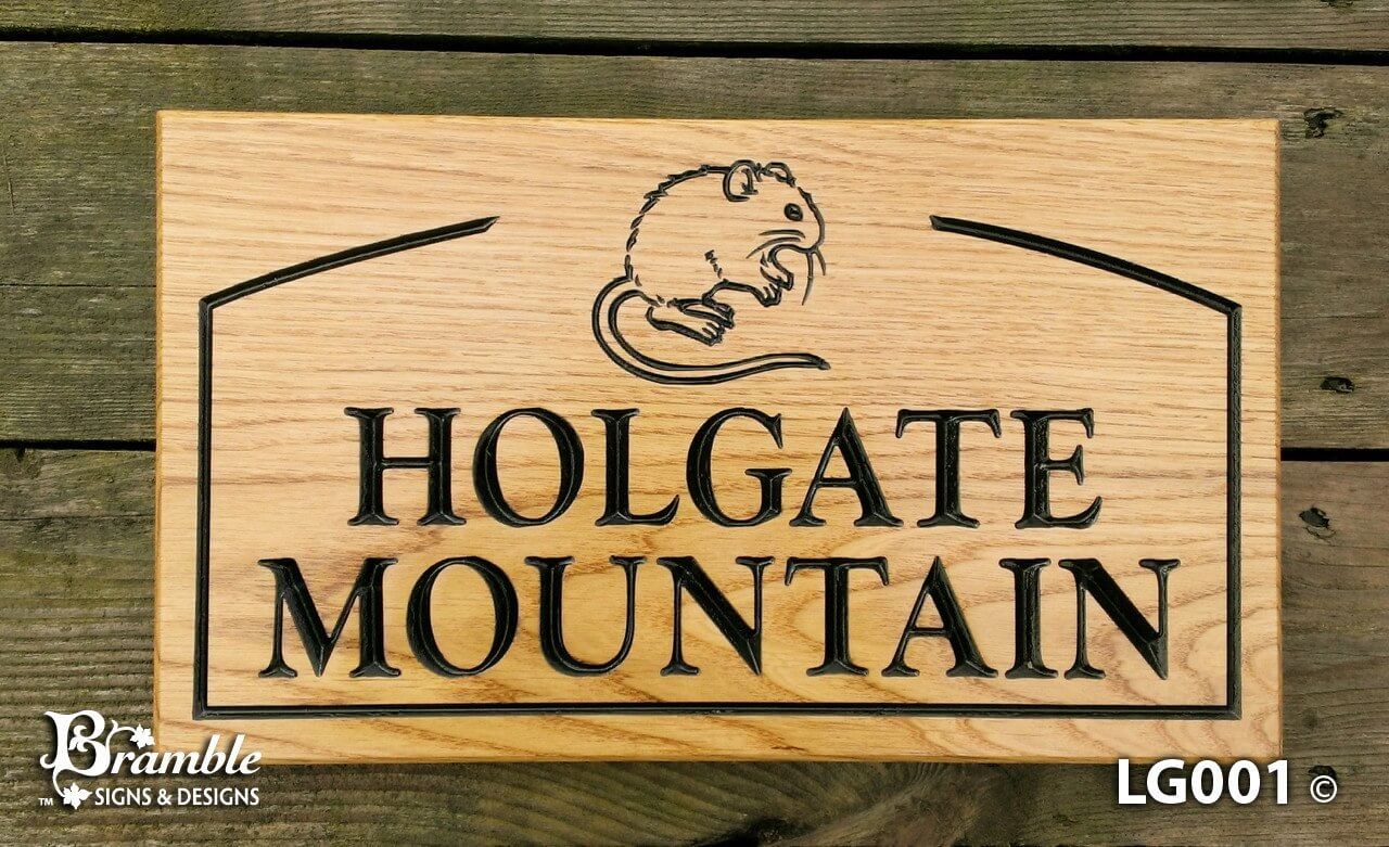 House Sign - Large - 380 x 220mm - Bramble Signs Engraved Wall Mounted & Freestanding Oak House Signs, Plaques, Nameplates and Wooden Gifts FONT: GOUDYOLD