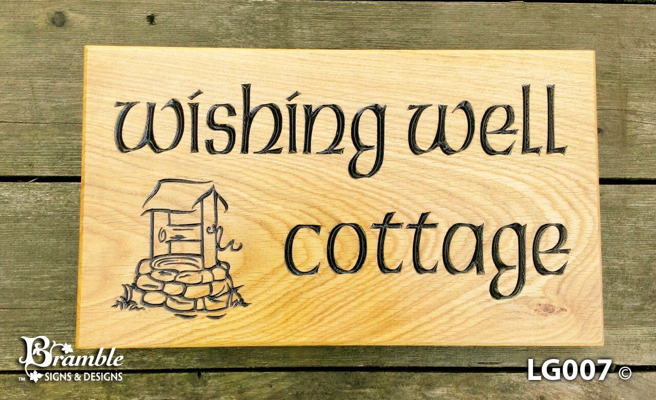 House Sign - Large - 380 x 220mm - Bramble Signs Engraved Wall Mounted & Freestanding Oak House Signs, Plaques, Nameplates and Wooden Gifts FONT: