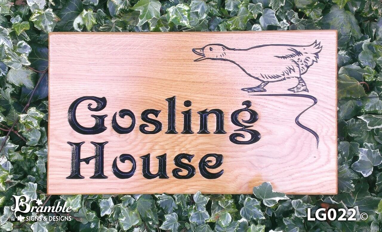 House Sign - Large - 380 x 220mm - Bramble Signs Engraved Wall Mounted & Freestanding Oak House Signs, Plaques, Nameplates and Wooden Gifts FONT: VICTORIAN