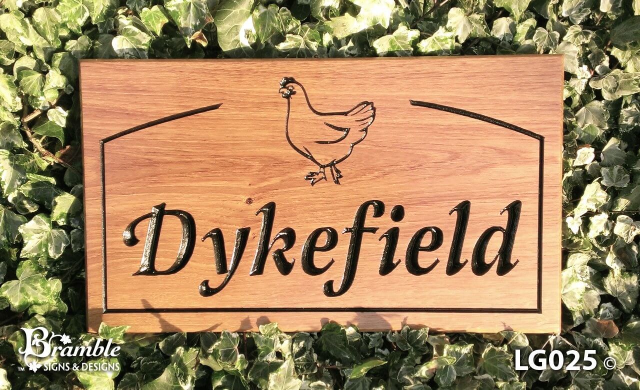 House Sign - Large - 380 x 220mm - Bramble Signs Engraved Wall Mounted & Freestanding Oak House Signs, Plaques, Nameplates and Wooden Gifts FONT: LATIENNE