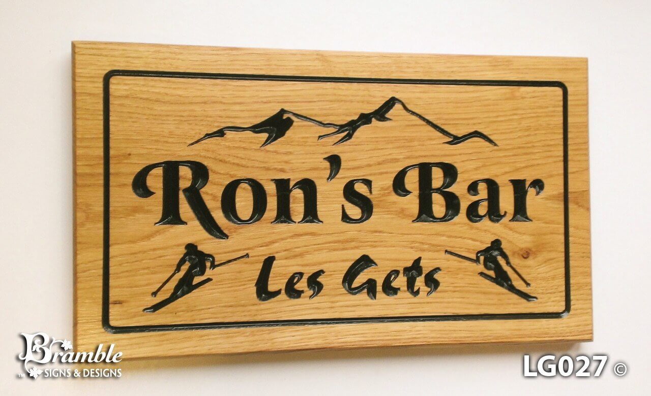 House Sign - Large - 380 x 220mm - Bramble Signs Engraved Wall Mounted & Freestanding Oak House Signs, Plaques, Nameplates and Wooden Gifts FONT: LATIENNE & BRUSHSTROKE