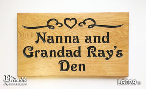 House Sign - Large - 380 x 220mm - Bramble Signs Engraved Wall Mounted & Freestanding Oak House Signs, Plaques, Nameplates and Wooden Gifts FONT: VICTORIAN