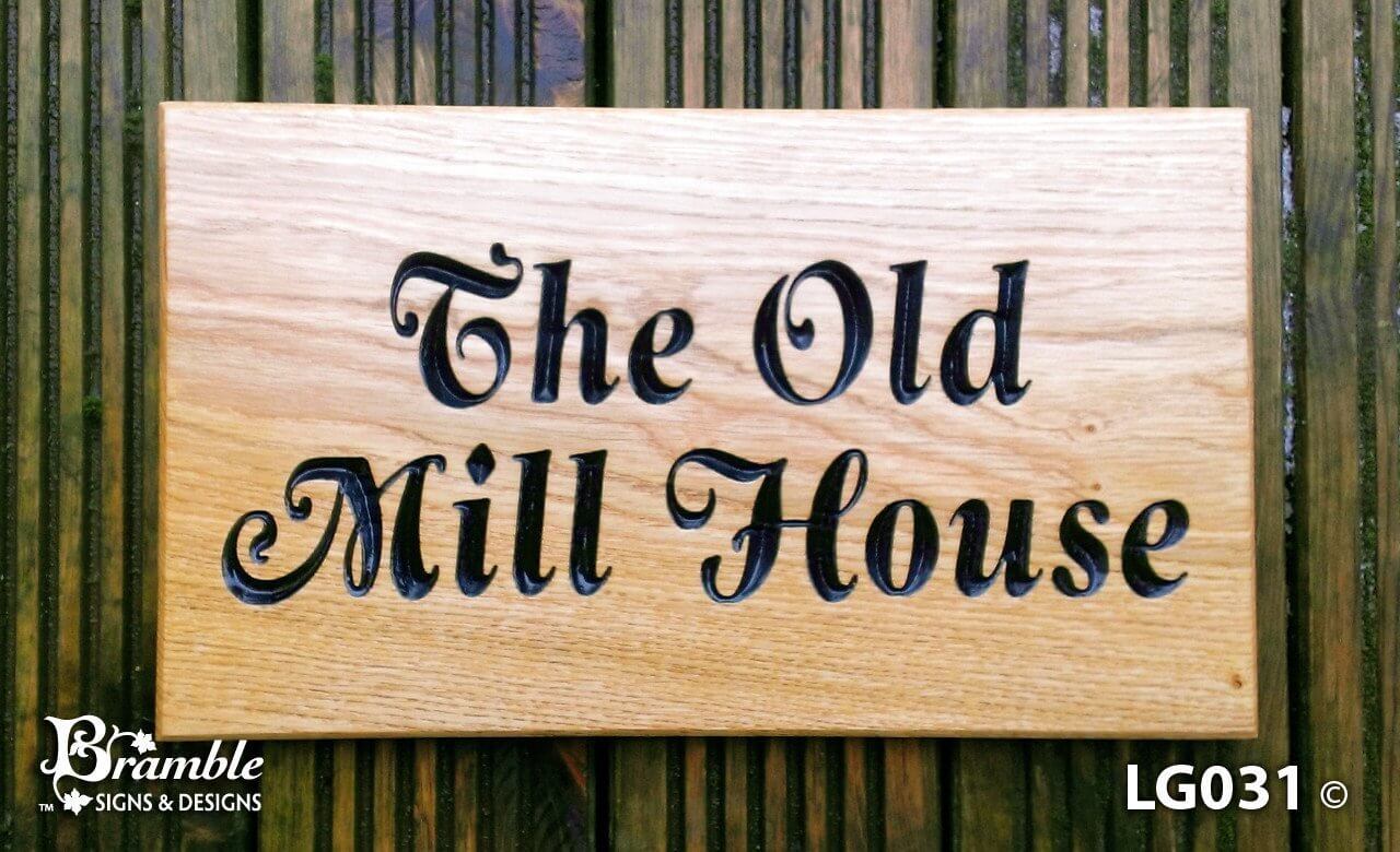 House Sign - Large - 380 x 220mm - Bramble Signs Engraved Wall Mounted & Freestanding Oak House Signs, Plaques, Nameplates and Wooden Gifts FONT: VICTORIAN