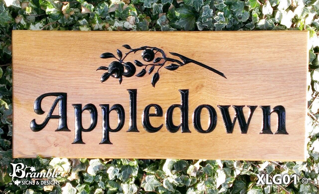 House Sign - Extra Large - 500 x 220mm - Bramble Signs Engraved Wall Mounted & Freestanding Oak House Signs, Plaques, Nameplates and Wooden Gifts FONT: LATIENNE