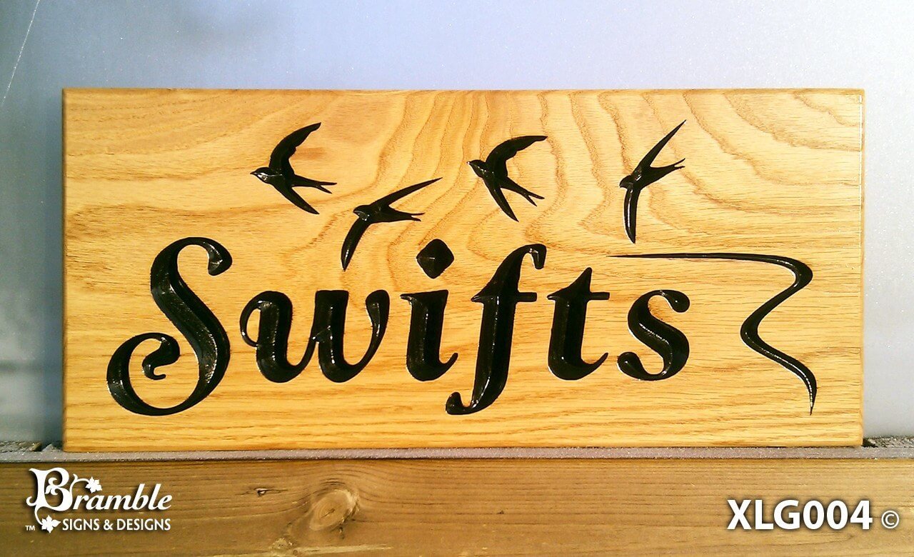 House Sign - Extra Large - 500 x 220mm - Bramble Signs Engraved Wall Mounted & Freestanding Oak House Signs, Plaques, Nameplates and Wooden Gifts FONT: GOUDY ITALIC