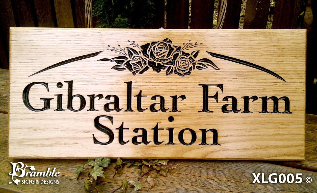 House Sign - Extra Large - 500 x 220mm - Bramble Signs Engraved Wall Mounted & Freestanding Oak House Signs, Plaques, Nameplates and Wooden Gifts FONT: GOUDYOLD