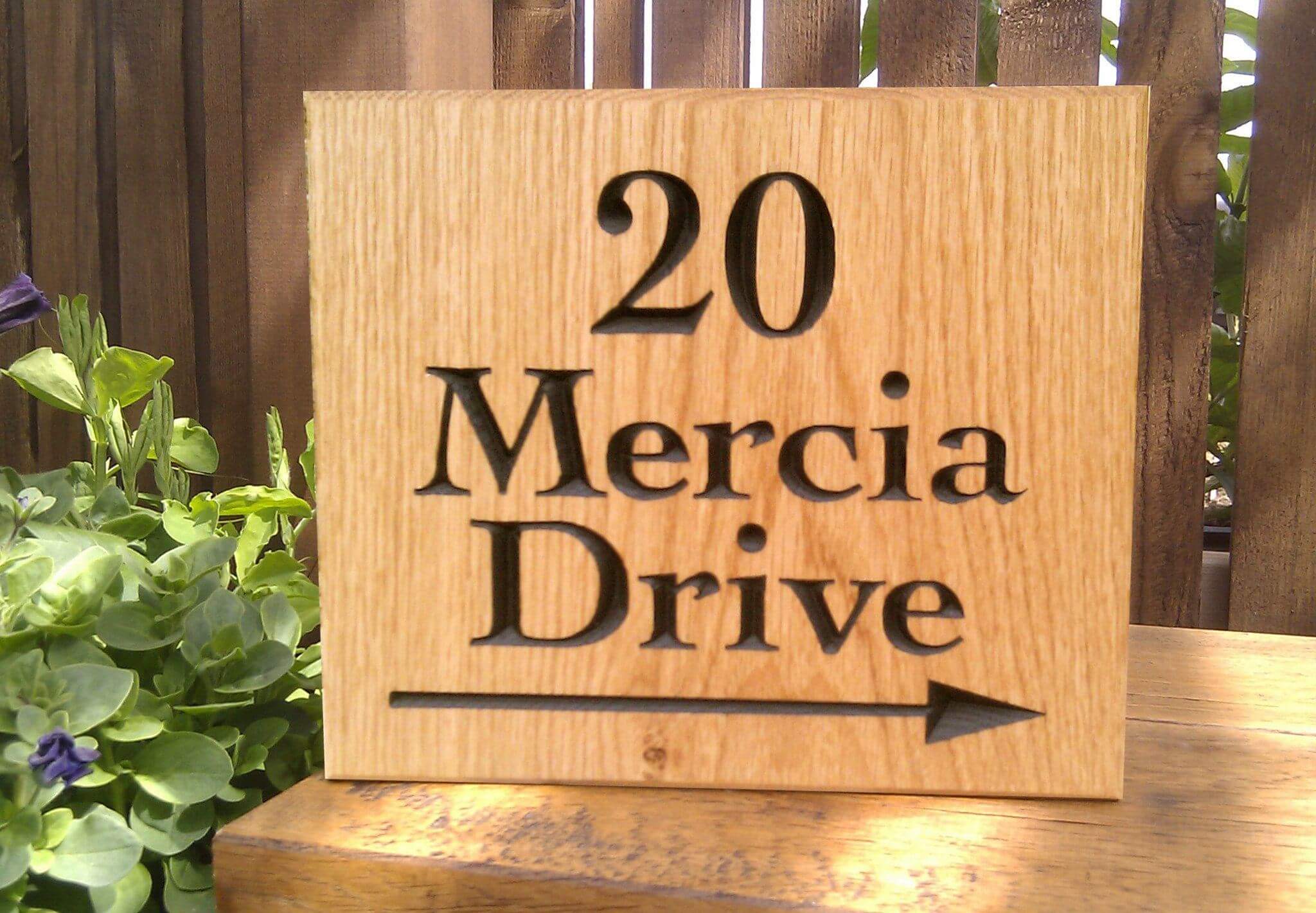 Number Sign - Large Square - 220 x 190mm - Bramble Signs Engraved Wall Mounted & Freestanding Oak House Signs, Plaques, Nameplates and Wooden Gifts