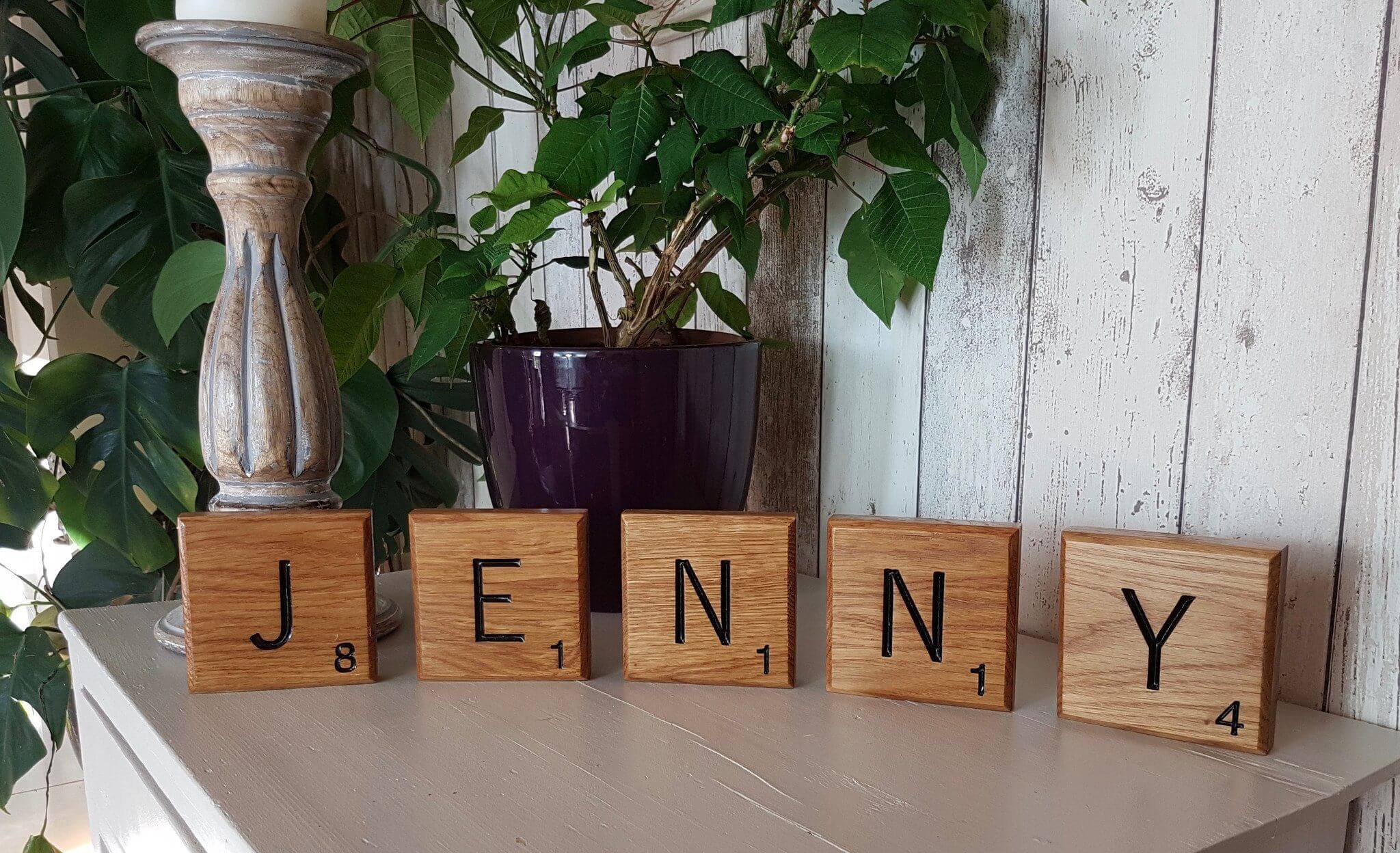Giant Novelty Solid Oak Scrabble Letters Wall Art - Bramble Signs Engraved Wall Mounted & Freestanding Oak House Signs, Plaques, Nameplates and Wooden Gifts
