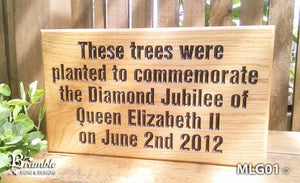 Memorial & Commemorative Plaques - Large - 380 x 220mm - Bramble Signs Engraved Wall Mounted & Freestanding Oak House Signs, Plaques, Nameplates and Wooden Gifts