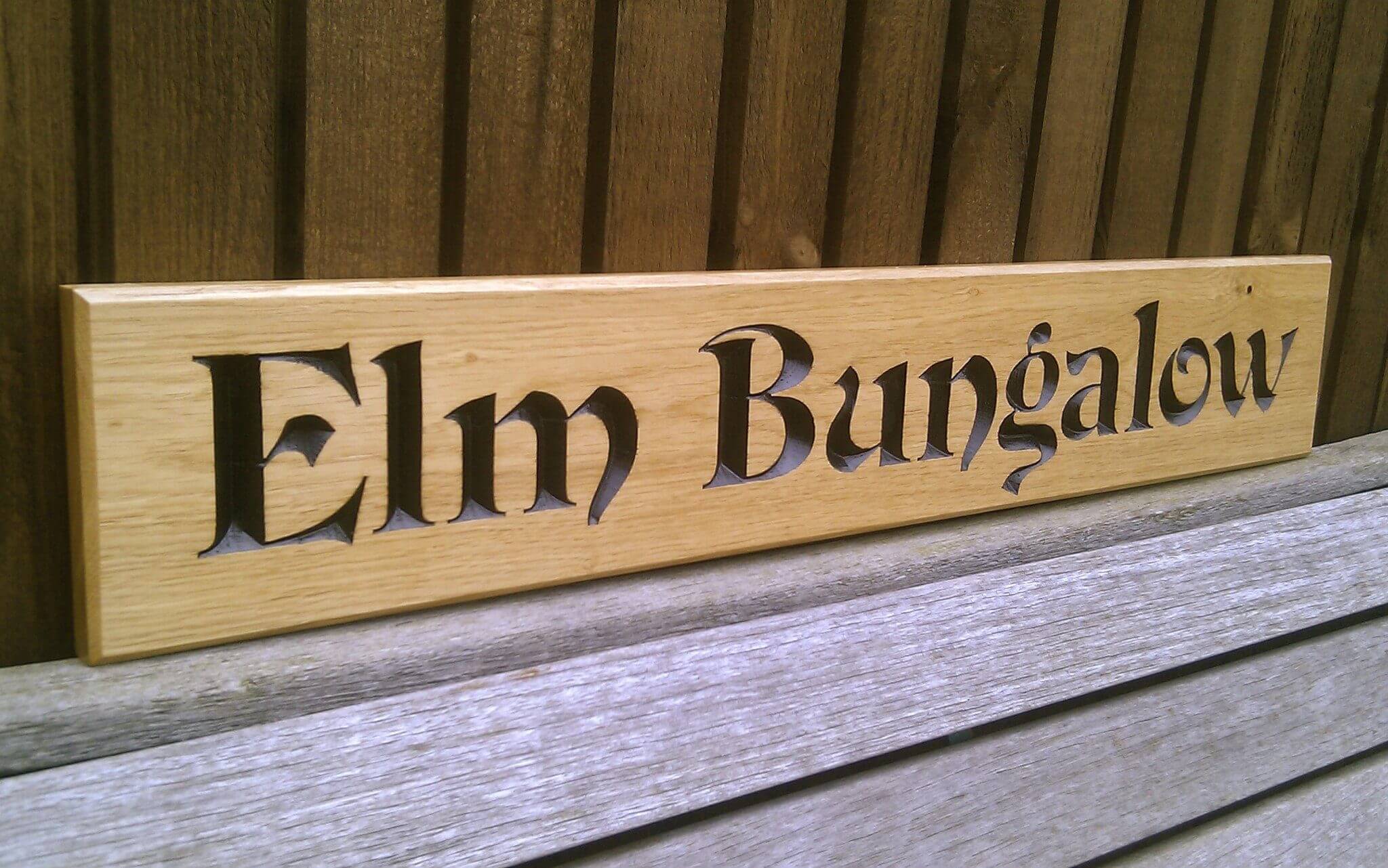 House Sign - Extra Long Thin - 650 x 110mm - Bramble Signs Engraved Wall Mounted & Freestanding Oak House Signs, Plaques, Nameplates and Wooden Gifts FONT: VICTORIAN