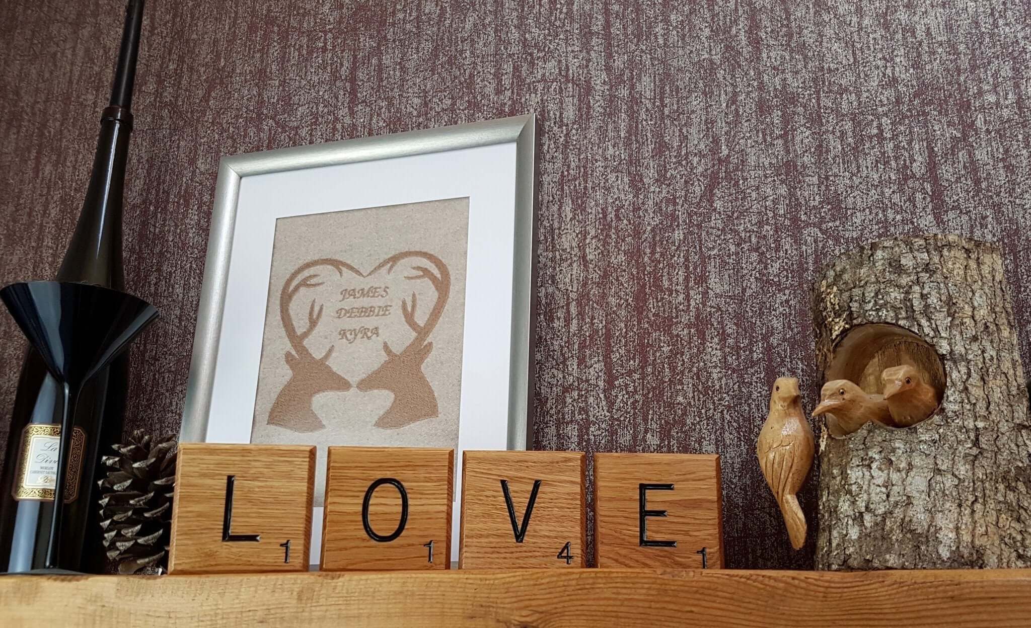 Giant Novelty Solid Oak Scrabble Letters Wall Art - Bramble Signs Engraved Wall Mounted & Freestanding Oak House Signs, Plaques, Nameplates and Wooden Gifts