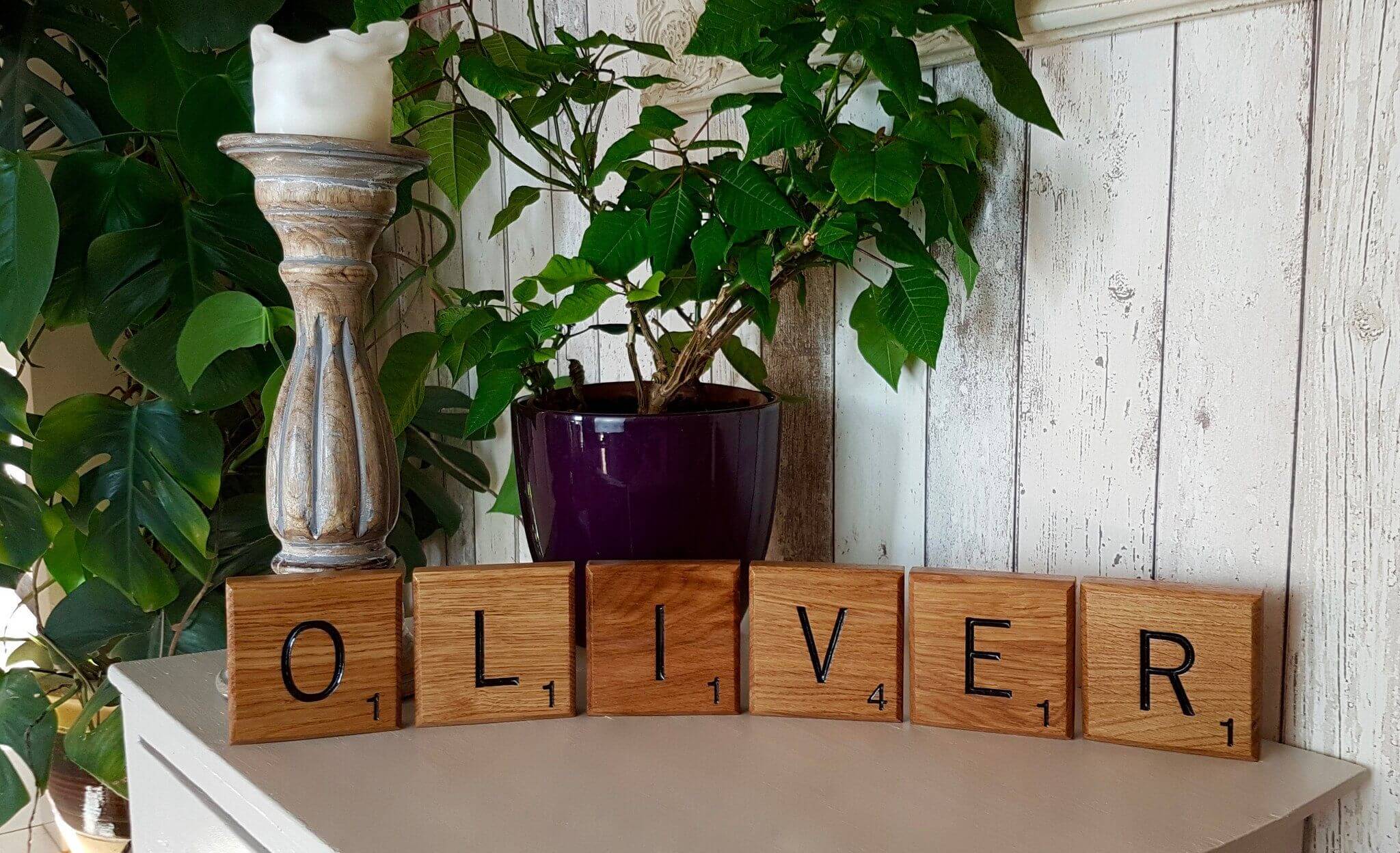 Giant Novelty Solid Oak Scrabble Letters Wall Art - Bramble Signs Engraved Wall Mounted & Freestanding Oak House Signs, Plaques, Nameplates and Wooden Gifts