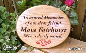 Memorial & Commemorative Plaques - Small Oval - 250 x 200mm - Bramble Signs Engraved Wall Mounted & Freestanding Oak House Signs, Plaques, Nameplates and Wooden Gifts