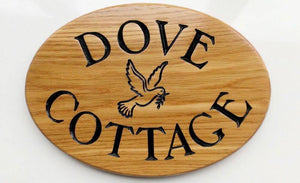 Shaped Sign - Large Oval - 350 x 250mm - Bramble Signs Engraved Wall Mounted & Freestanding Oak House Signs, Plaques, Nameplates and Wooden Gifts