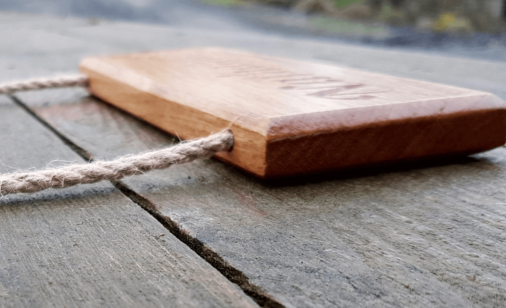 Hanging Small House Sign 180x70mm side shot FONT: HOBO