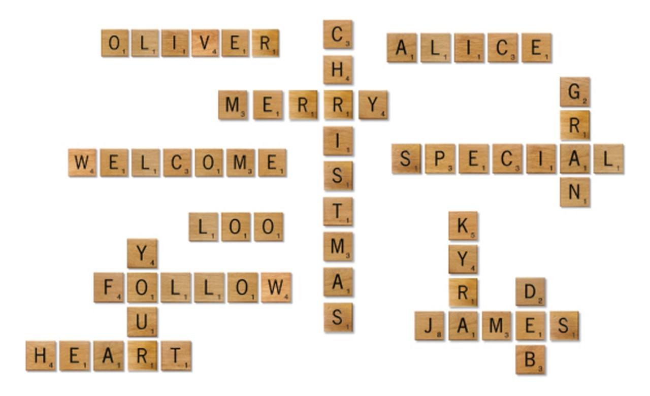 Giant Novelty Solid Oak Scrabble Letters Wall Art - Bramble Signs Engraved Wall Mounted & Freestanding Oak House Signs, Plaques, Nameplates and Wooden Gifts