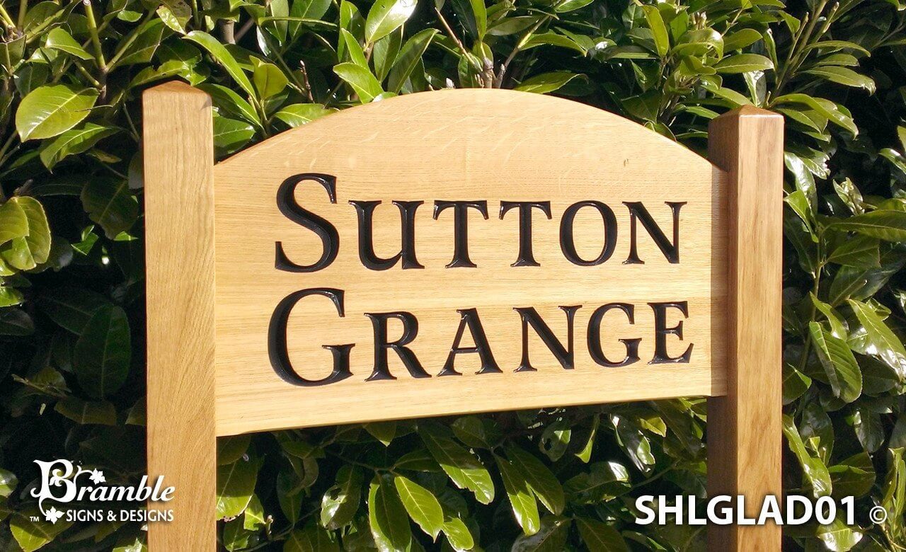 Ladder Sign - Extra Large Shaped - 720 x 400mm - Posts 70 x 70 x 1520mm - Bramble Signs Engraved Wall Mounted & Freestanding Oak House Signs, Plaques, Nameplates and Wooden Gifts