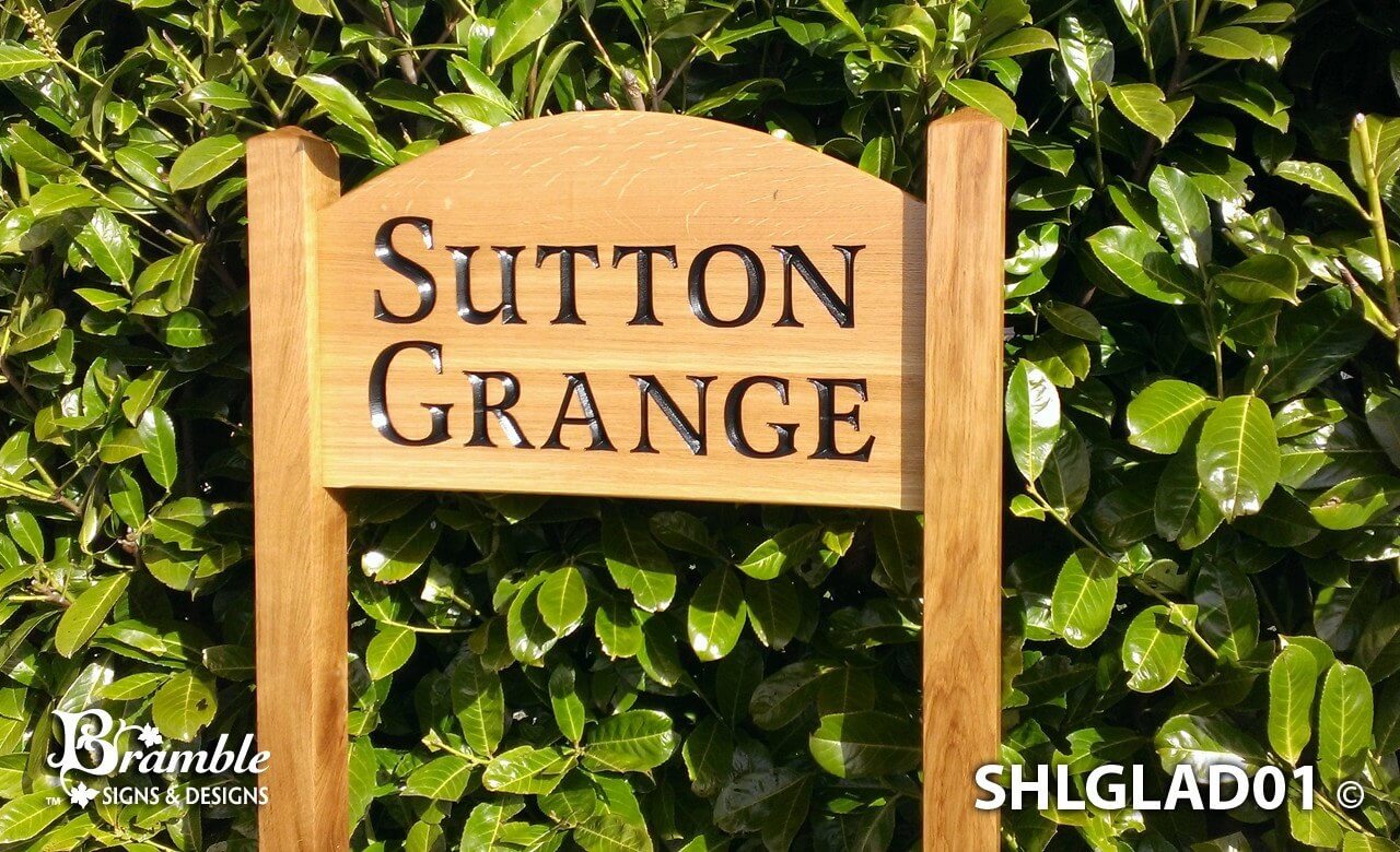 Ladder Sign - Extra Large Shaped - 720 x 400mm - Posts 70 x 70 x 1520mm - Bramble Signs Engraved Wall Mounted & Freestanding Oak House Signs, Plaques, Nameplates and Wooden Gifts