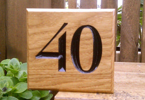 Number Sign - Small Square - 110 x 110mm - Bramble Signs Engraved Wall Mounted & Freestanding Oak House Signs, Plaques, Nameplates and Wooden Gifts