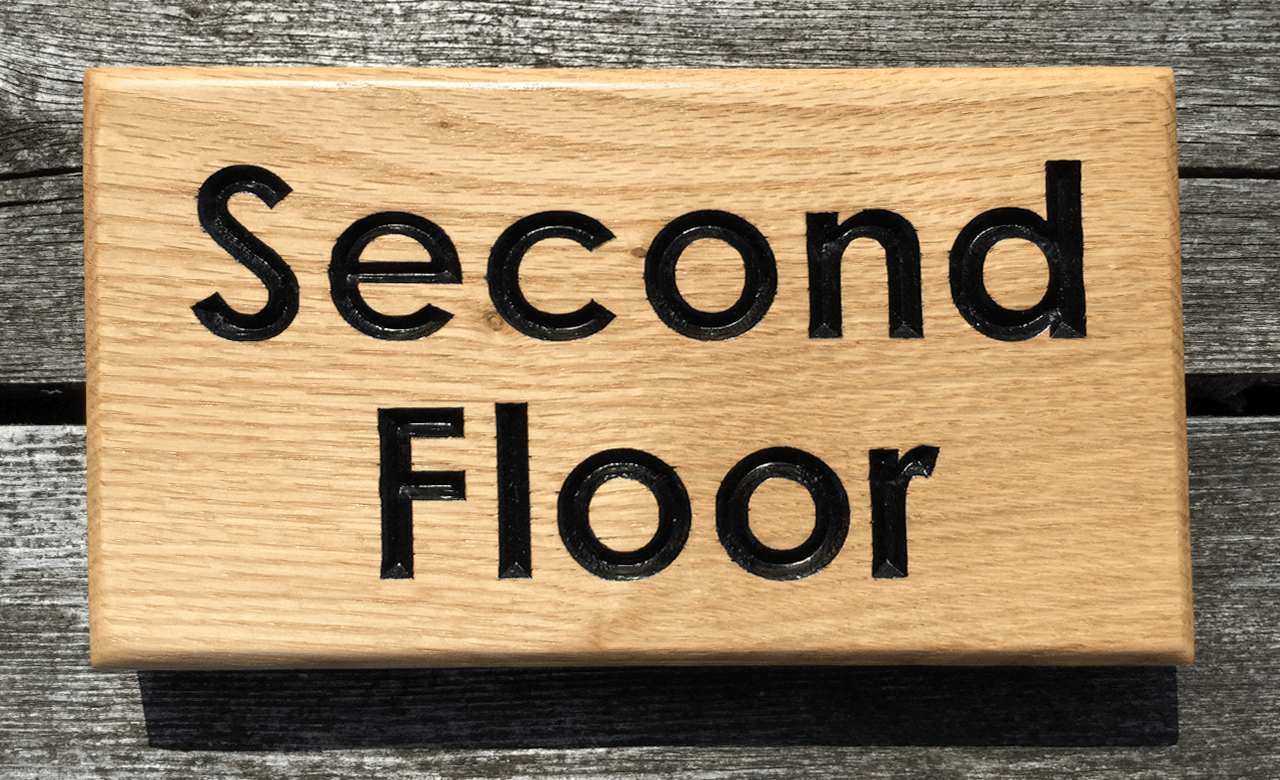Bramble Signs Second Floor Solid Oak Hospitality Sign for Hotels, Bed and Breakfasts, Restaurants and Holiday Cottages