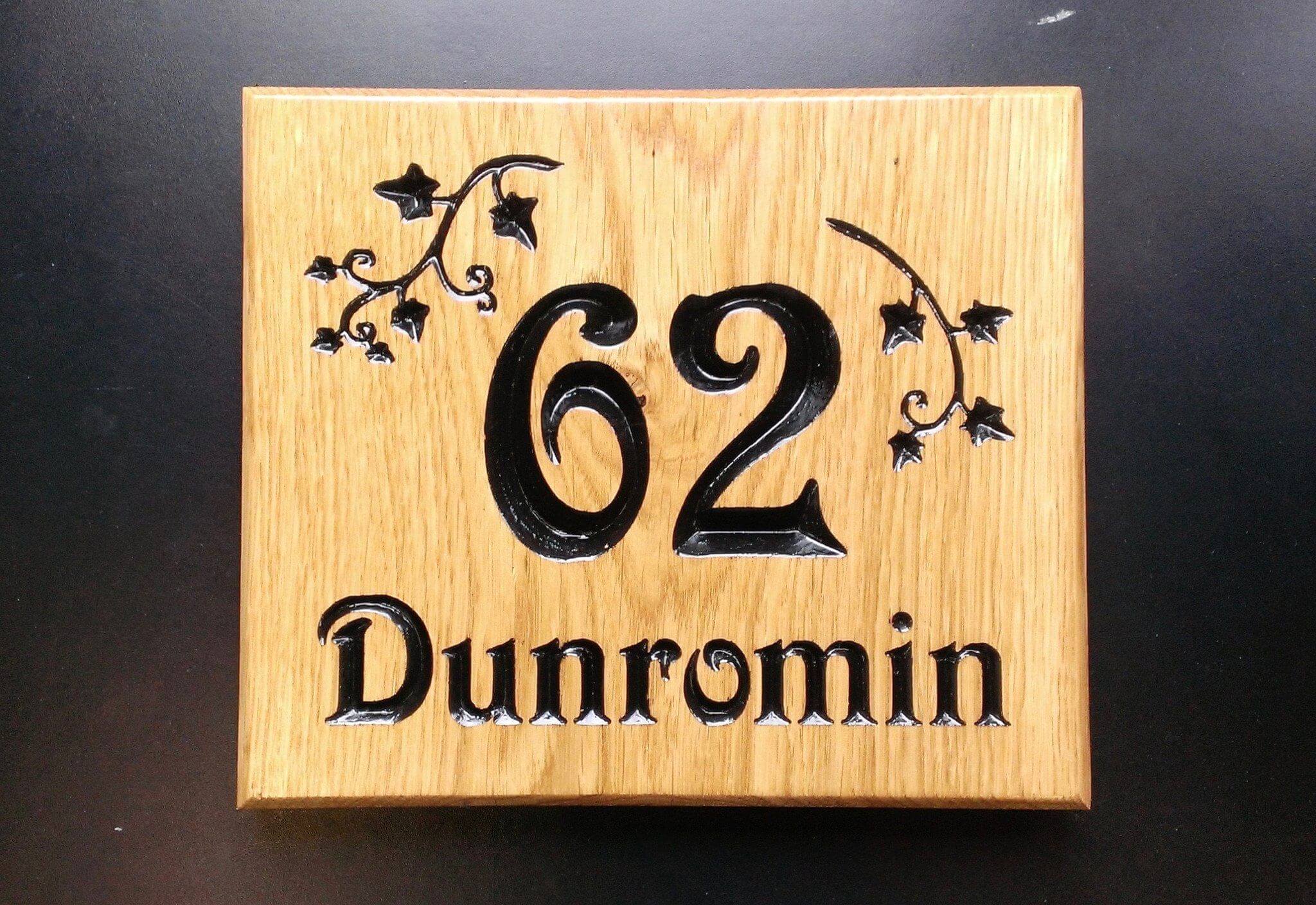 Number Sign - Large Square - 220 x 190mm - Bramble Signs Engraved Wall Mounted & Freestanding Oak House Signs, Plaques, Nameplates and Wooden Gifts