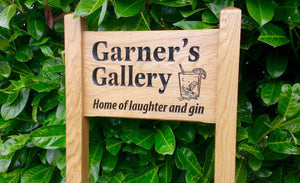Ladder Sign - Small - 380 x 220mm - Posts 45 x 45 x 915mm - Bramble Signs Engraved Wall Mounted & Freestanding Oak House Signs, Plaques, Nameplates and Wooden Gifts FONT: GOUDYOLD